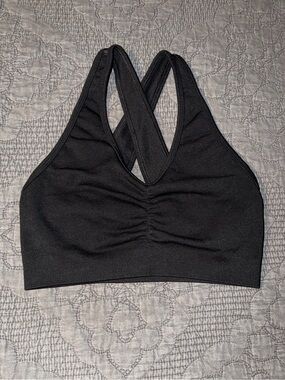 Alphalete AMPLIFY BRA-Women's Seamless Longline Bra-MED IMPACT Black Size-S